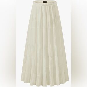 Nashalyly Cream Maxi Chiffon Skirt, Size XL